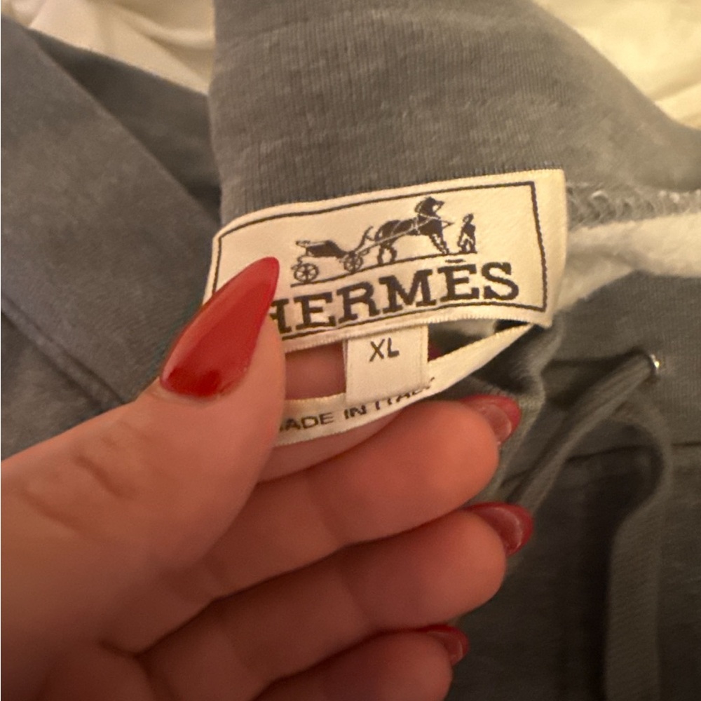 Hermes Gray Joggers with White and Black Stripes - Picture 7 of 7